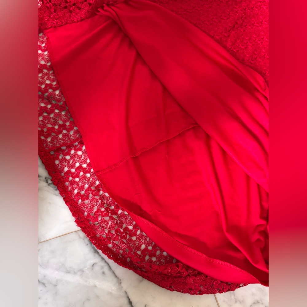 Lace Maxi Skirt Women’s XL Red Pull On Flowy Bold Romantic Goth Coquette Bold - Picture 11 of 12